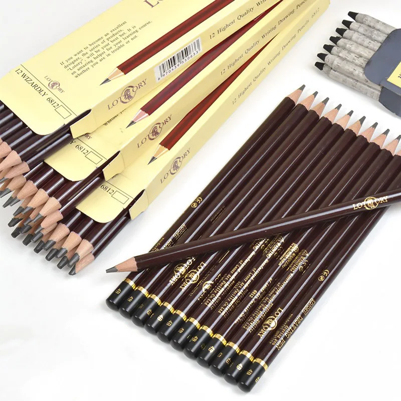 12ks/box 2b-14b Sketch Comic Professional Peruzka uhlia Matte Art Painting Carbon Fine Graphite Pencil Art Supplies