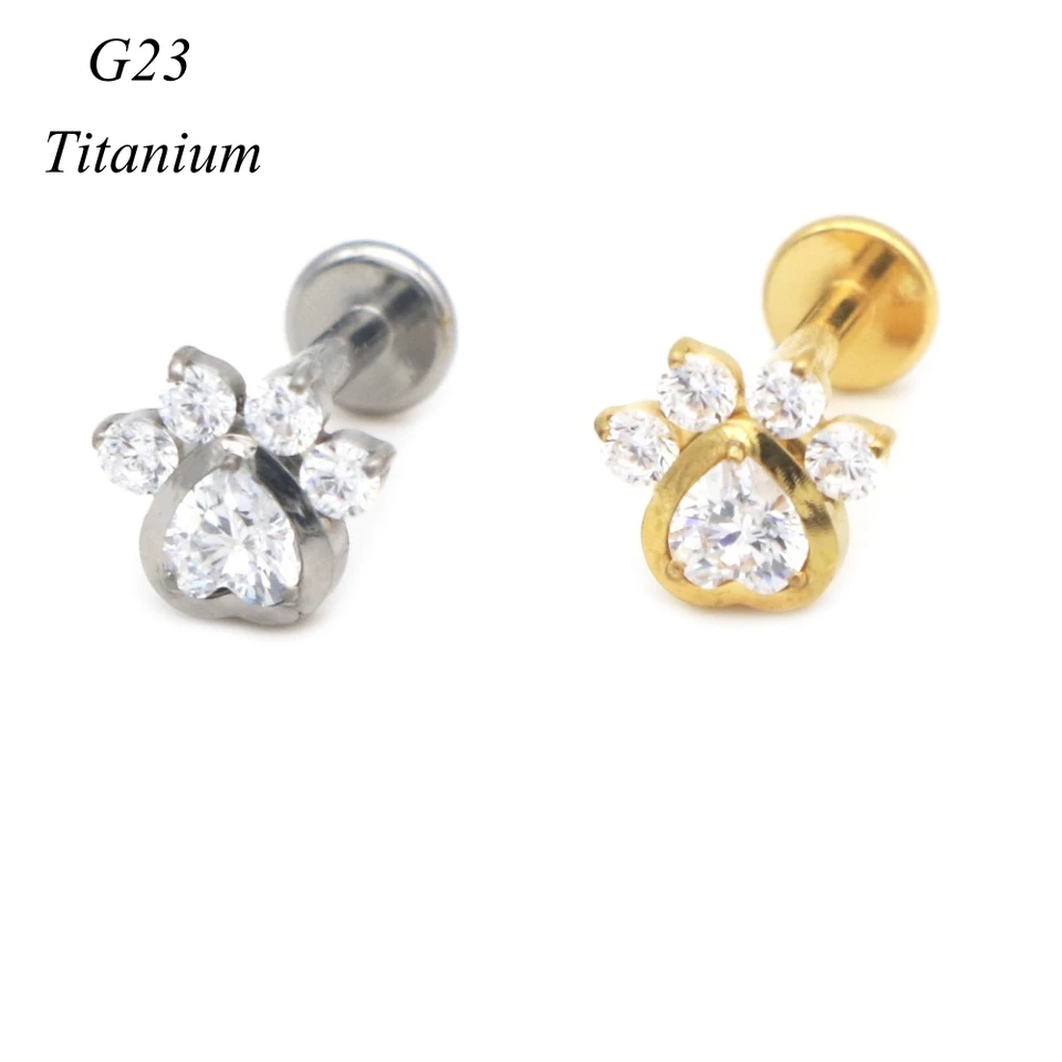 12ks Crystal Heart F136 Titánový náušnica Lip Labret Piercing 16G Uši chrupavky Chrupavku náušnice Trend Body šperky