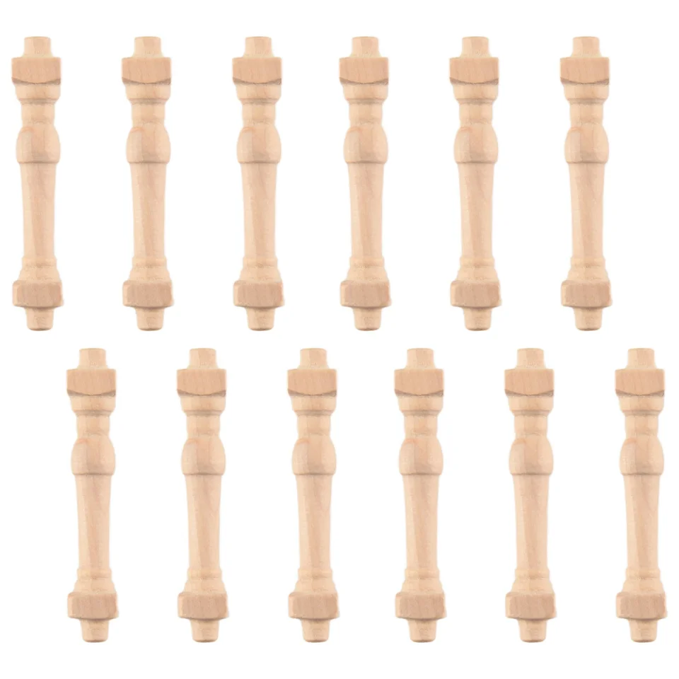 12ks DIY vretená stĺpky Drevené bábiky Miniatúra 1/12 schodi