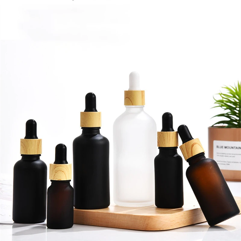 12ks Frost Glass Glass Esterce Oil Dropper fľaša Wtih Piepette Drop Drop Incats Cymle 5 ml 10 ml 15 ml 20 ml 30 ml 50 ml 100 ml