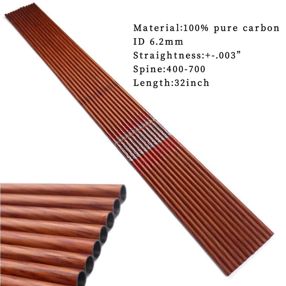 12ks ID 6,2 mm chrbtica 400 450 500 550 600 700 Drevená farba čisto uhlíková šípka 32 palcov