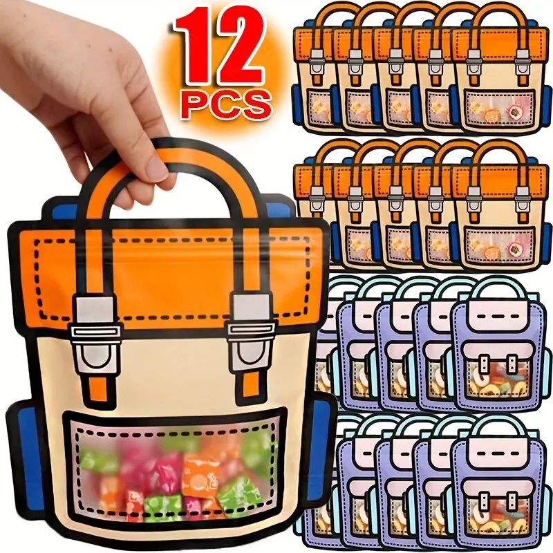 12ks kreatívne darčeky balenie tašky Karikatúra Školská taška Tvar Candy Snack Selback Batchs for Kids Birthday Party Decors Darčeky