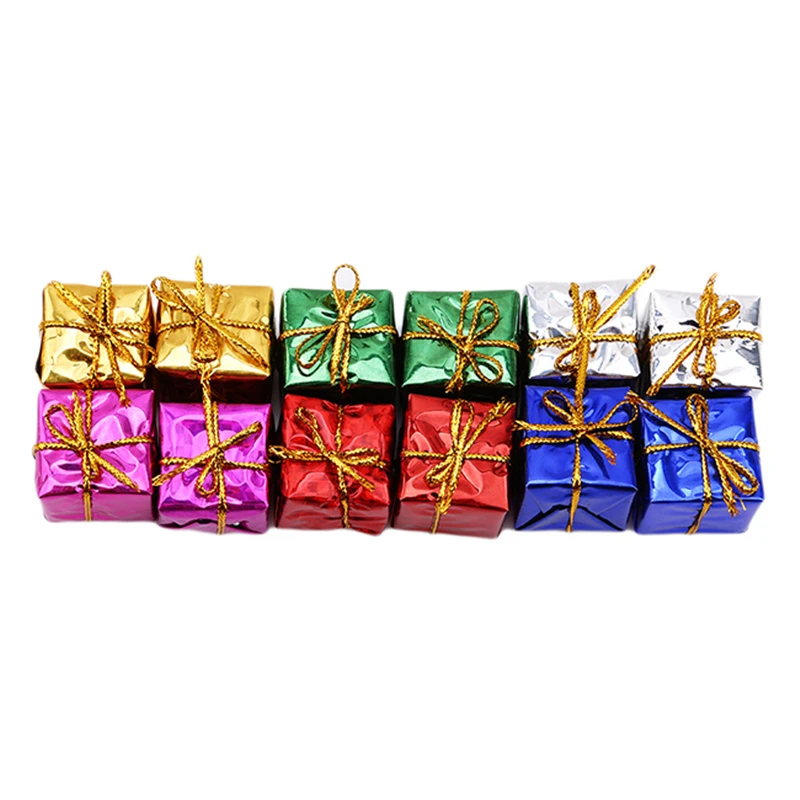 12ks Mini vianočné ozdoby Handwork Darček vianočné príslušenstvo vianočné príslušenstvo Nový rok dekor Candy Darčekové boxy prívesok Navidad