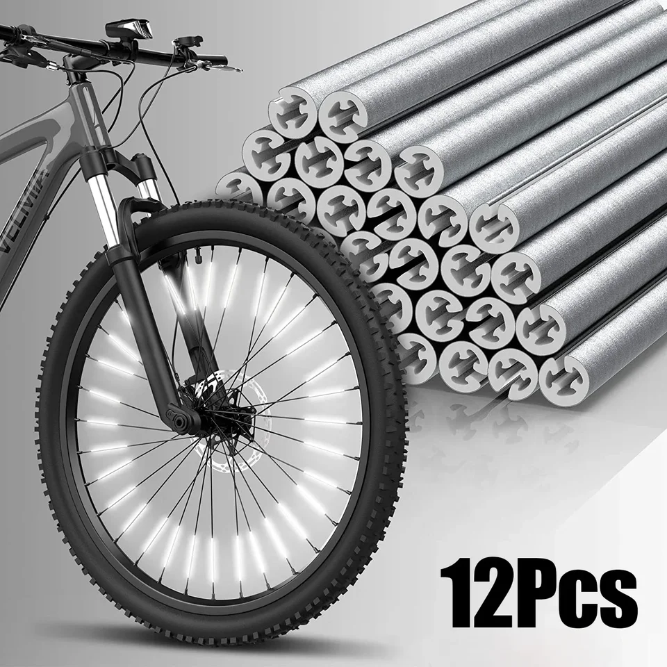 12ks na bicykelový koleso reflexné reflexné držiak na držiak Výstražný prúžok Stripe Oceľový drôtený vodič