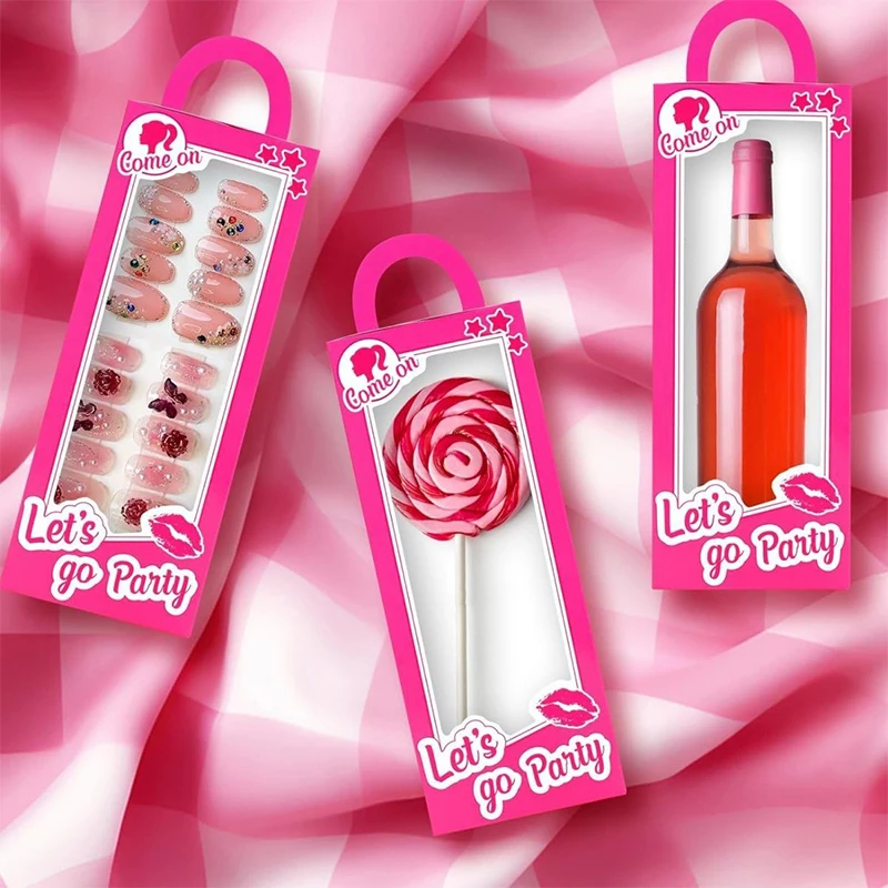 12ks okenné kartón Prášok/modrá večierok kartón Barbie Téma narodeniny hračky krása makeup svadobný sprievodný darček