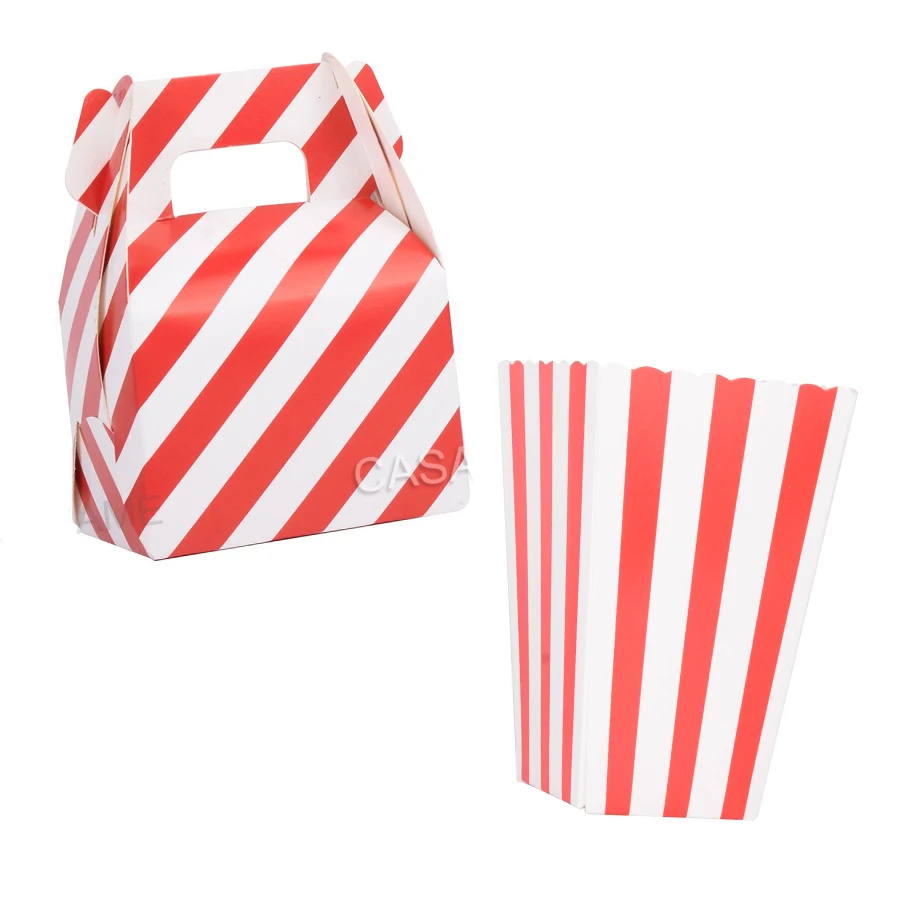 12ks Popcorn Box Stripes Dot Pink Box Party Party Svadobné popové kukurice Kid Party Decoration Bags Dodávky večierkov