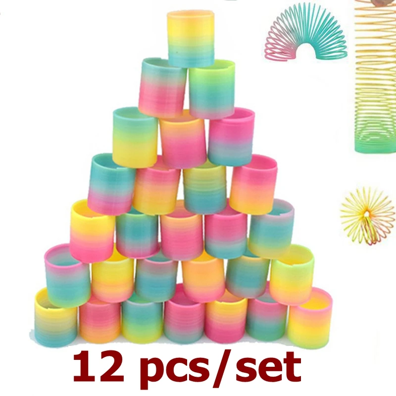 12ks Rainbow Magic Springs Circle pre dieťa narodeninové oslavy láskavosťou pinata plnivá flexibilné vtipné veci