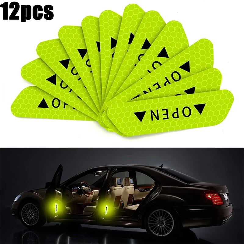 12ks reflexné dvere s nálepkou Auto Bezpečnosť Otvorenie výstražného reflektora pásky Nálepky automatické auto