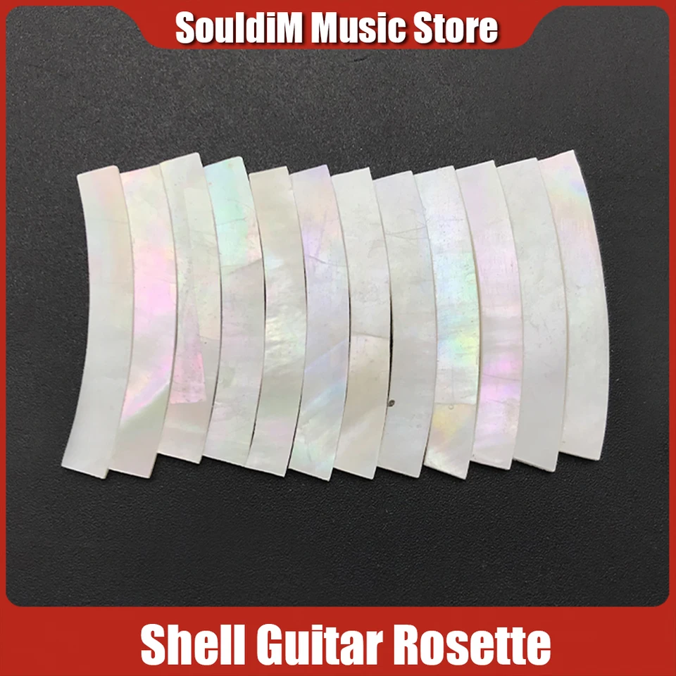 12ks/set matka shell gitarovej ružice paua abalón biela škrupina zakrivené prúžky gitarové zvukové diery vložka 2 mm 3 mm šírka 4 mm šírka 4 mm