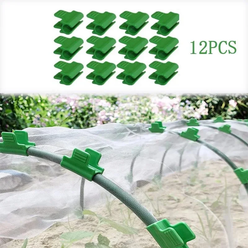 12ks skleníkové svorky CLIPS Plant STAKES CLAPS CLAPPS pre vonkajší priemysel Film Film Row Cover Shading Setting Tunnel Hoop Clips