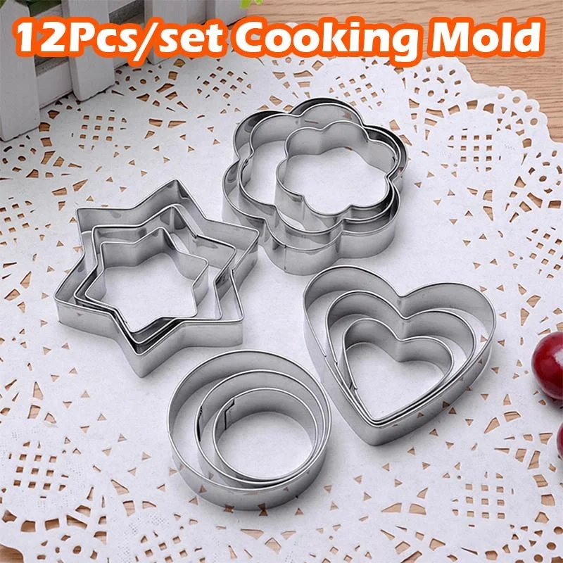 12ks/súpravy DIY formy hviezda Srdce Round Flower Tvar Cutter Fold Kuchy