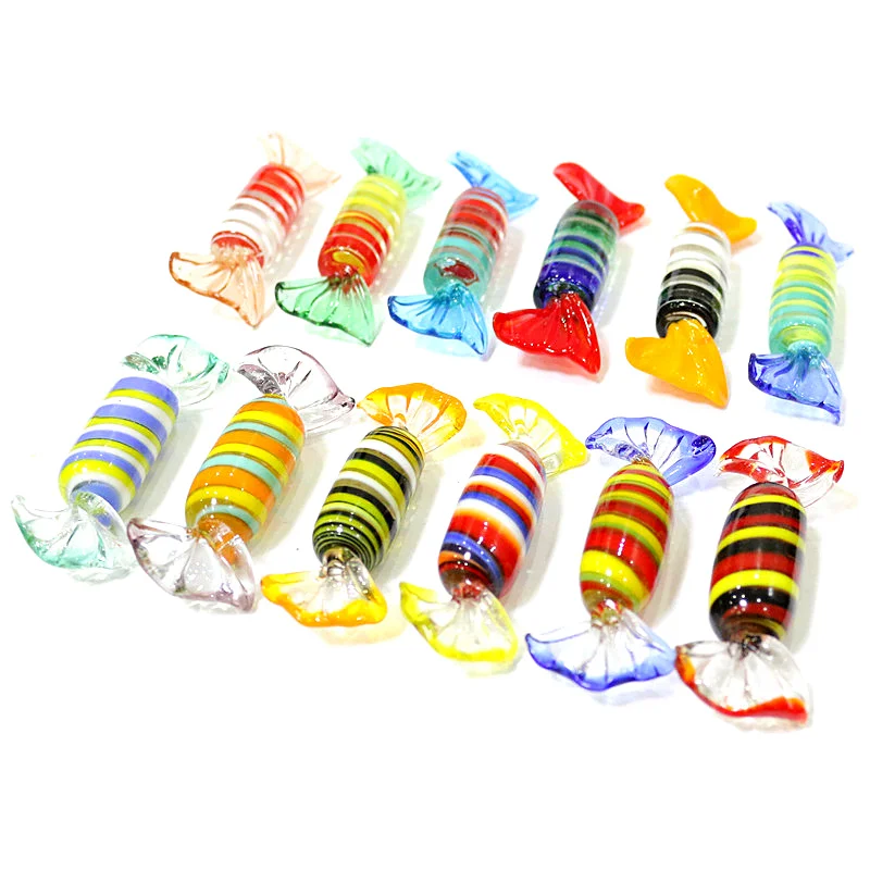 12ks vintage kreatívne Murano Style Glass Sweets Candy Craft Ornament pre domácu párty svadobné vianočné dekorácie Darček