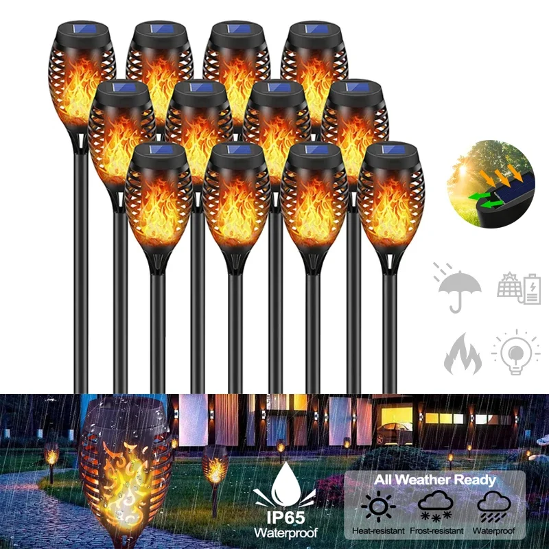 12led tiki blikajúce baterky solárne svetlá nepremokavé vonkajšie slnečné svetlá slnečného plameňa pre záhradnú terasu Detská výzdoba