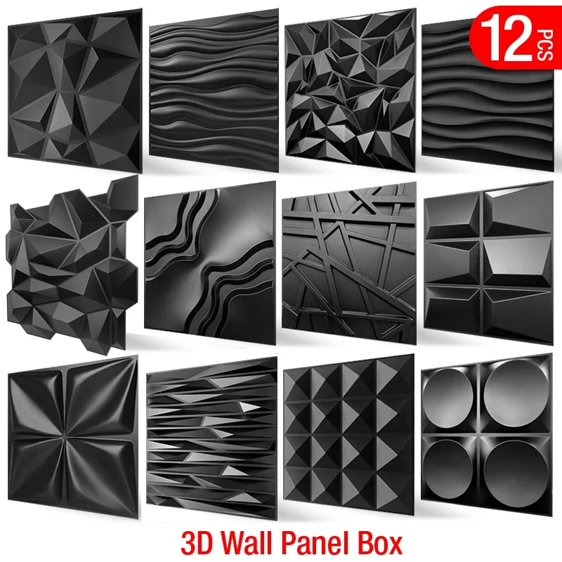 12pc 50x50cm 3D Art Passter Cut Geometric Diamond vyrezávané drevo lepidlo spodná stena 3D nástenná nálepka 3D nástenný panel Domáca dekorácia