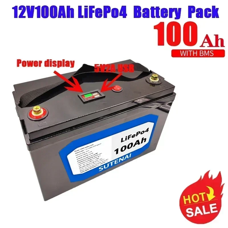 12V 100 AHLITA LITHIUM FOFOFATOVANIE BATÉRIA LIFEPO4 Vstavaná batéria BMS LIFEPO4 pre solárny systém RV HOUSE TROLLING MOTOR