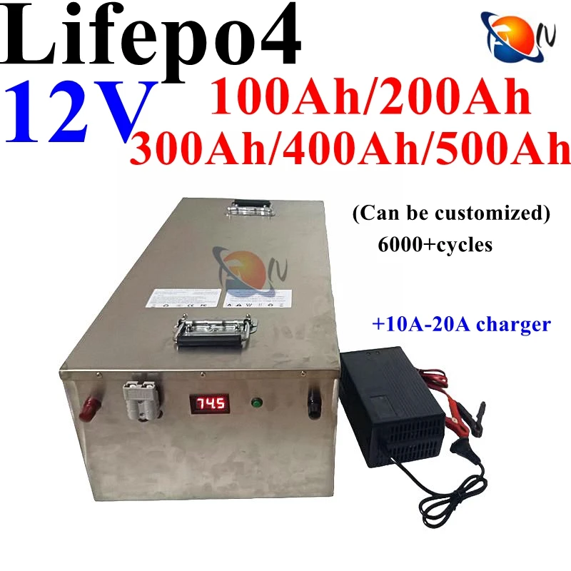12V 100AH ​​200AH 250AH 300AH 350AH 400AH 500AH LIFEPO4 batéria pre invertor slnečného systému RV MOTORHOME