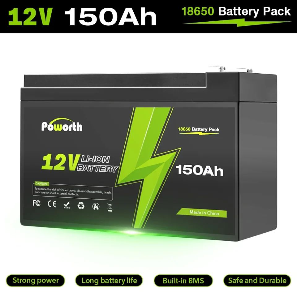 12V 150AH lítiová batéria s BMS, 10 -ročná životnosť, 10000+ cykly, pre námornú, jazdu na hračke, trolling motorových rýb, kolesá Power Wheels