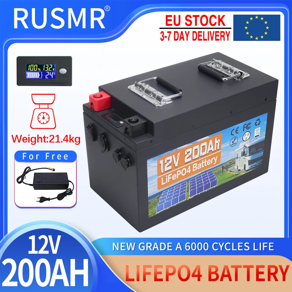 12V 200AS LifePo4 lítium fosforečnanu vstavaná batéria BMS 6000 Cykly pre RV Campers Golf Cart Solar + Daň nabíjačky zadarmo