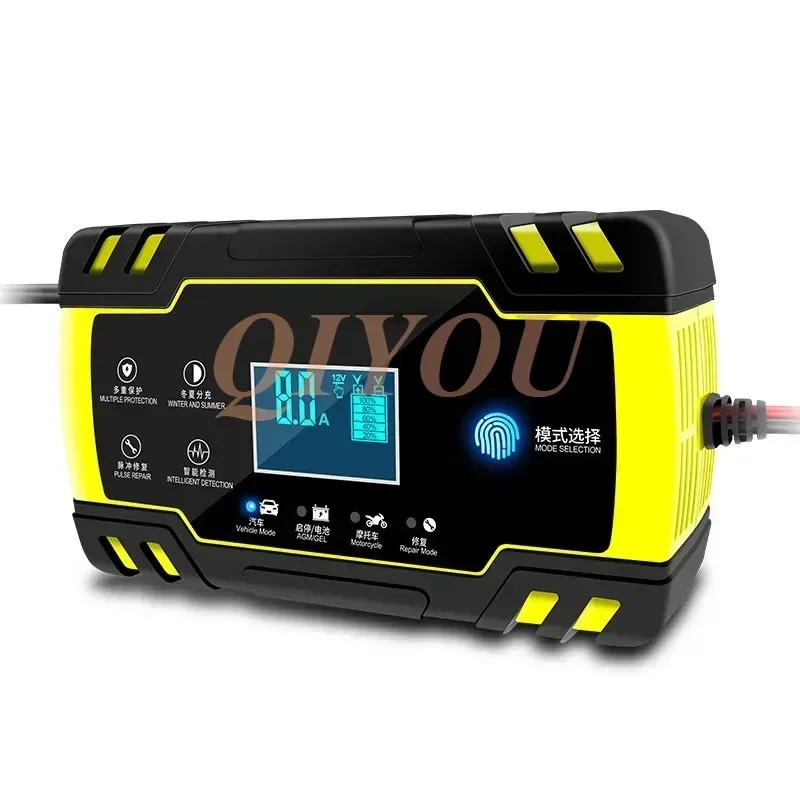 12V 24 V automobilová nabíjačka Smart Repair Motorcycle Battery nabíjačka Digitálna obrazovka zobrazuje multifunkčný poplatok