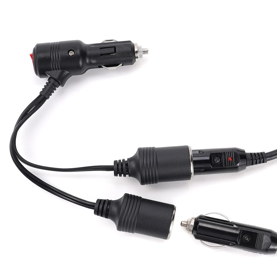 12V 24 V Cigareta zapaľovača 1 samec až 2 ženské zásuvky y Splitter Cigaret Upaľovač Splitter Adaptér s vypínačom OFF OFF