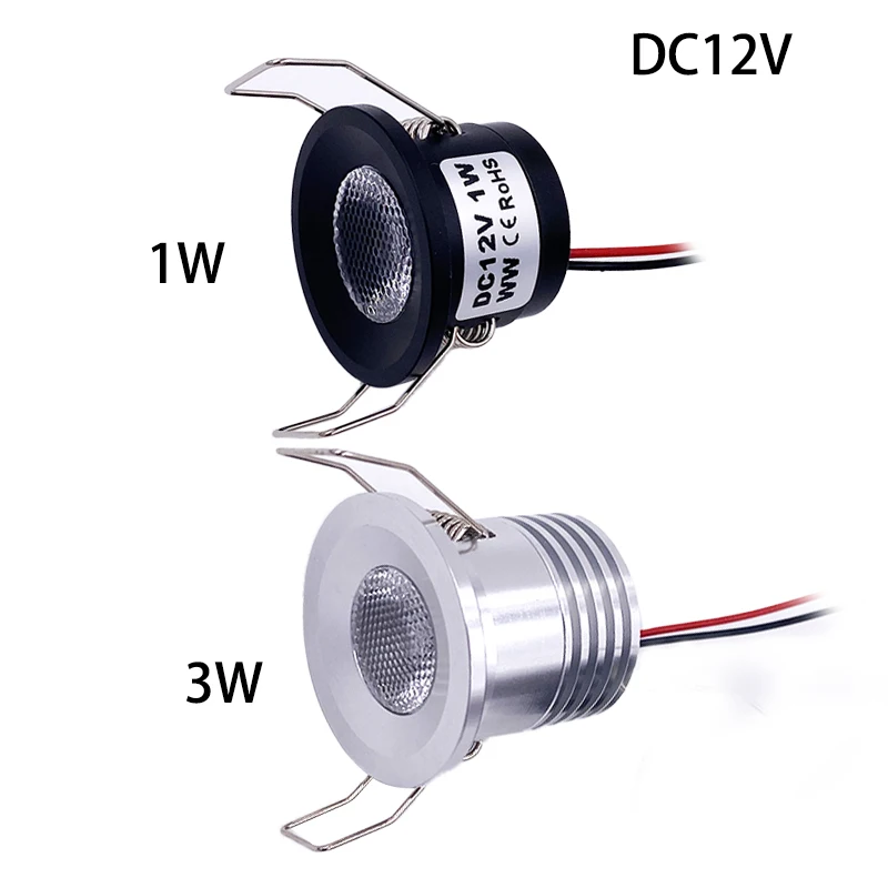 12V 24 V zapustené svetlo mini LED Downlight 1W 3W Dimmable Spotlight Room Decor D32MM vstavané v stropnej žiarovke kruhová žiarovka