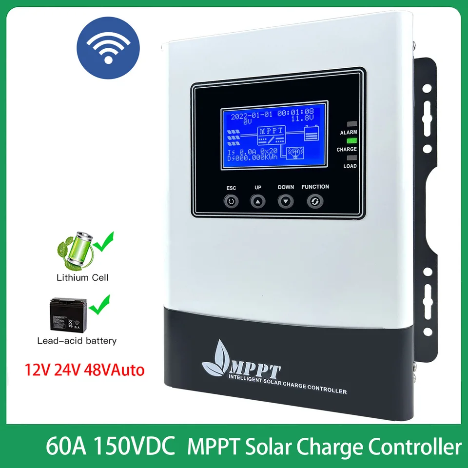 12V 24V 48V 60A MPPT solárny regulátor 150VDC solárny panel nabíjanie batérie Podpora WiFi Monitor pre gél LIFEPO4
