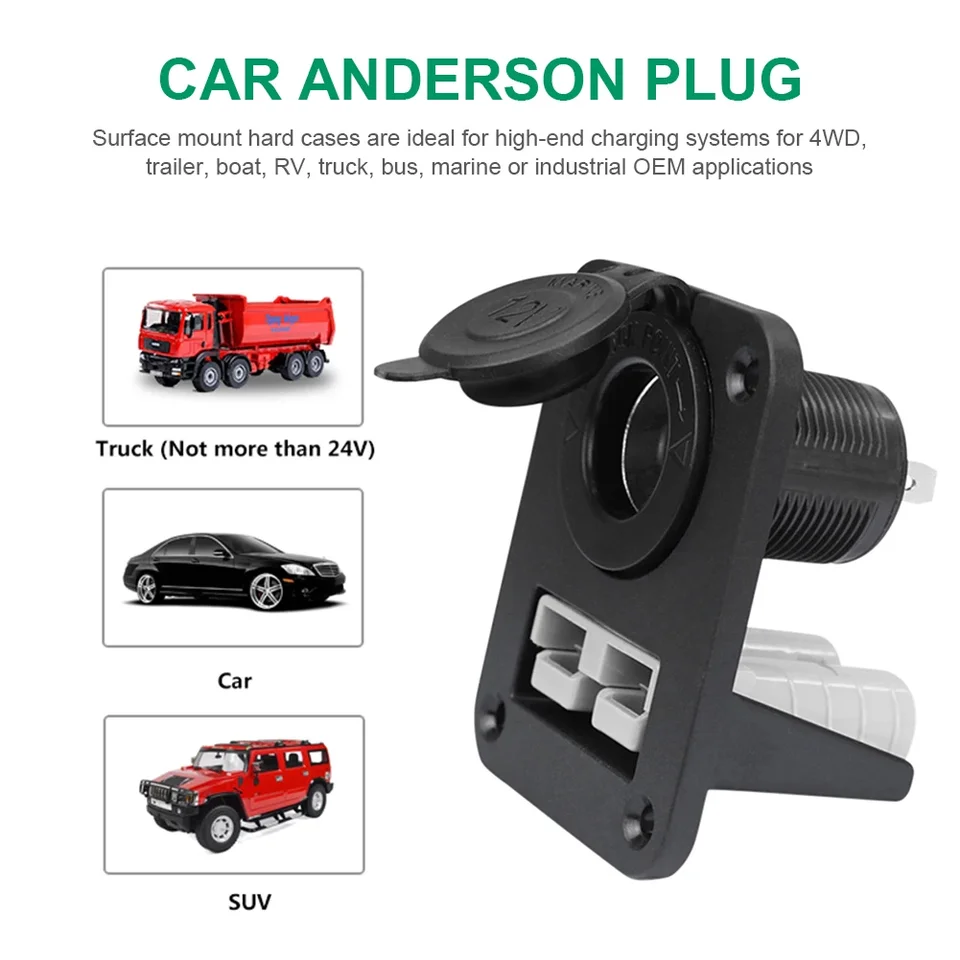 12V/24V 50A Car Anderson Plug Cigaret Lighter Socket Charger Flush Mount Opustený tanier alebo karavanový kamión Dual USB