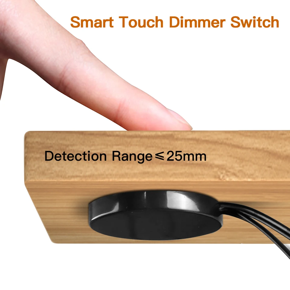 12V-24V Penetrable 25 mm drevený panel Smart dotyk LED dióda LED prepínač Ovládanie ruky Ovládanie ovládacích ovládacích ovládacích ovládacích zväzkov stmievací dotyk Domovodný spínač