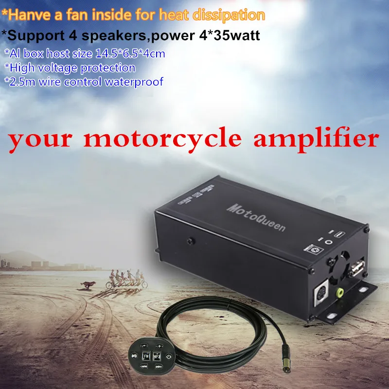 12V Audio zosilňovač motocyklové rádiové reproduktory mp3 prehrávač Bluetooth kompatibilné pre ATV UTV Scooter FM Usb Hudobný zvukový systém