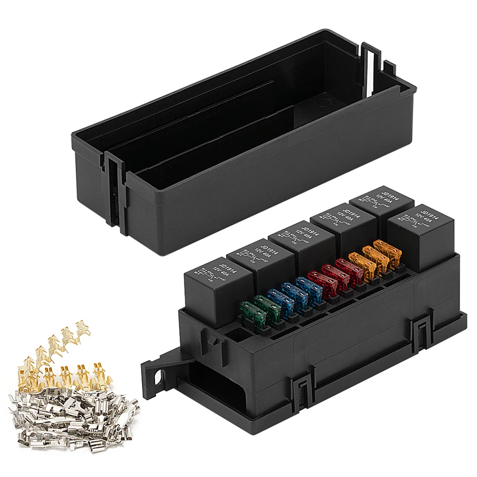 12V Auto 11 -Way Fuse Relay Box Block s 5 -kolíkom relé a poistky pre automobilový automobilový príves