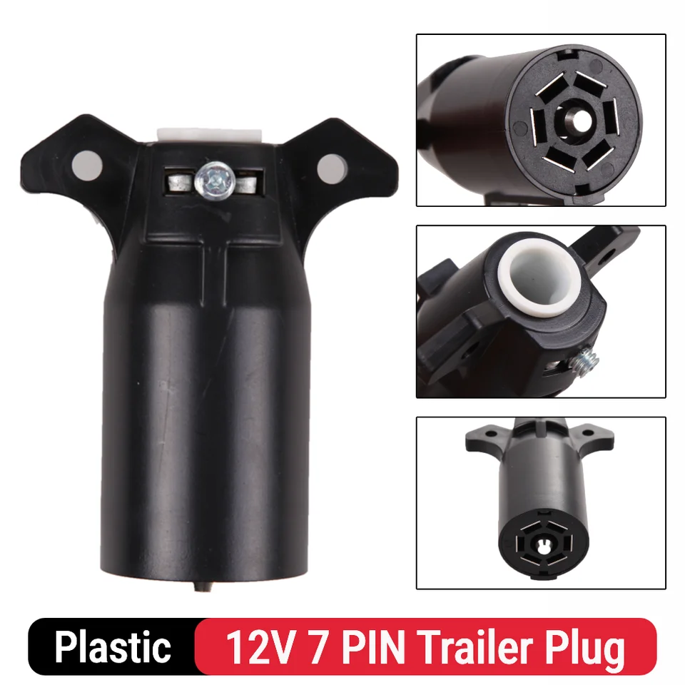 12V Autrodová zástrčka 7 Pin Trailer Zátka American Style 7 Way Blade Round Conector Adapter pre príves RV jacht čierny plast