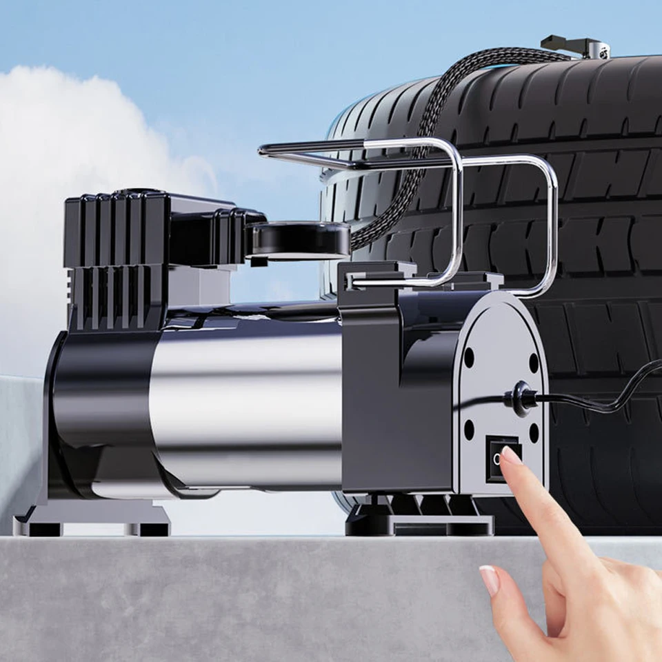 12V LECHNÁ DUČNÁ LEXE Prenosná kovová vzduchová kompresorová pneumatika pneumatiky s nafukovacím čerpadlom na nafukovanie automobilu