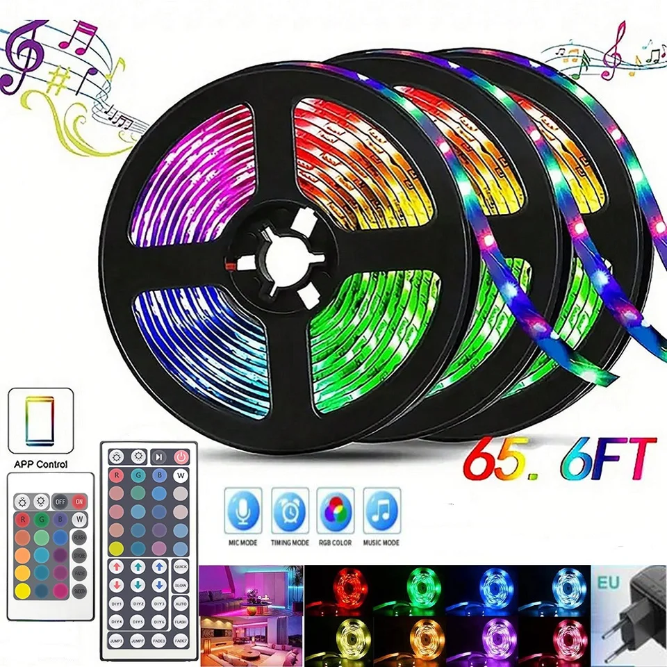 12V LED prúžky svetlá 5-30M SMART WIFI Alexa SMD 5050 RGB LED páska 220V NEON STRIPS HUDS SYNC