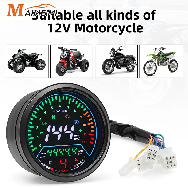 12V Motocykel Schadometra Oluch Otrase Univerzálny LED Multifunkčný digitálny indikátor Tachometer na úrovni ropy Metter KMH napätie KMH