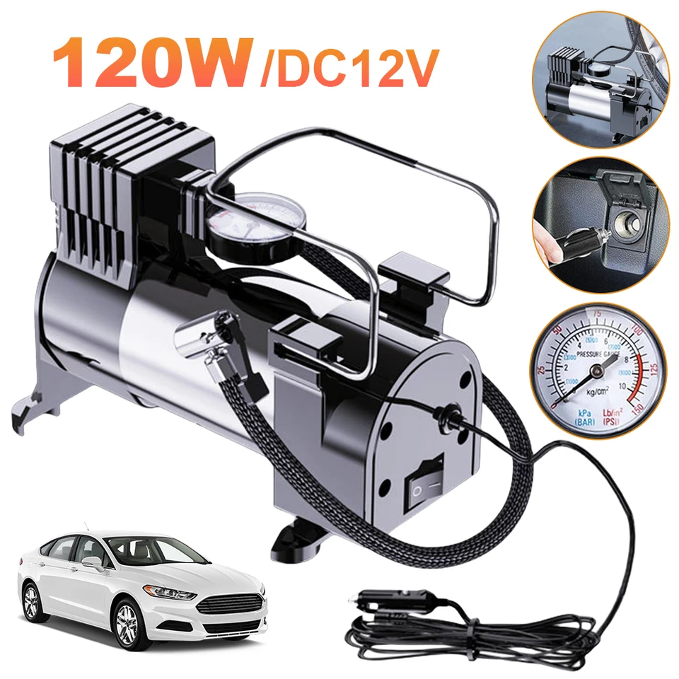 12V nafúknutie elektrických pneumatík s tlakomerným meradlom pneumatiky s pneumatikou pre prenosné kovové vzduchové čerpadlo prenosný kovový vzduch