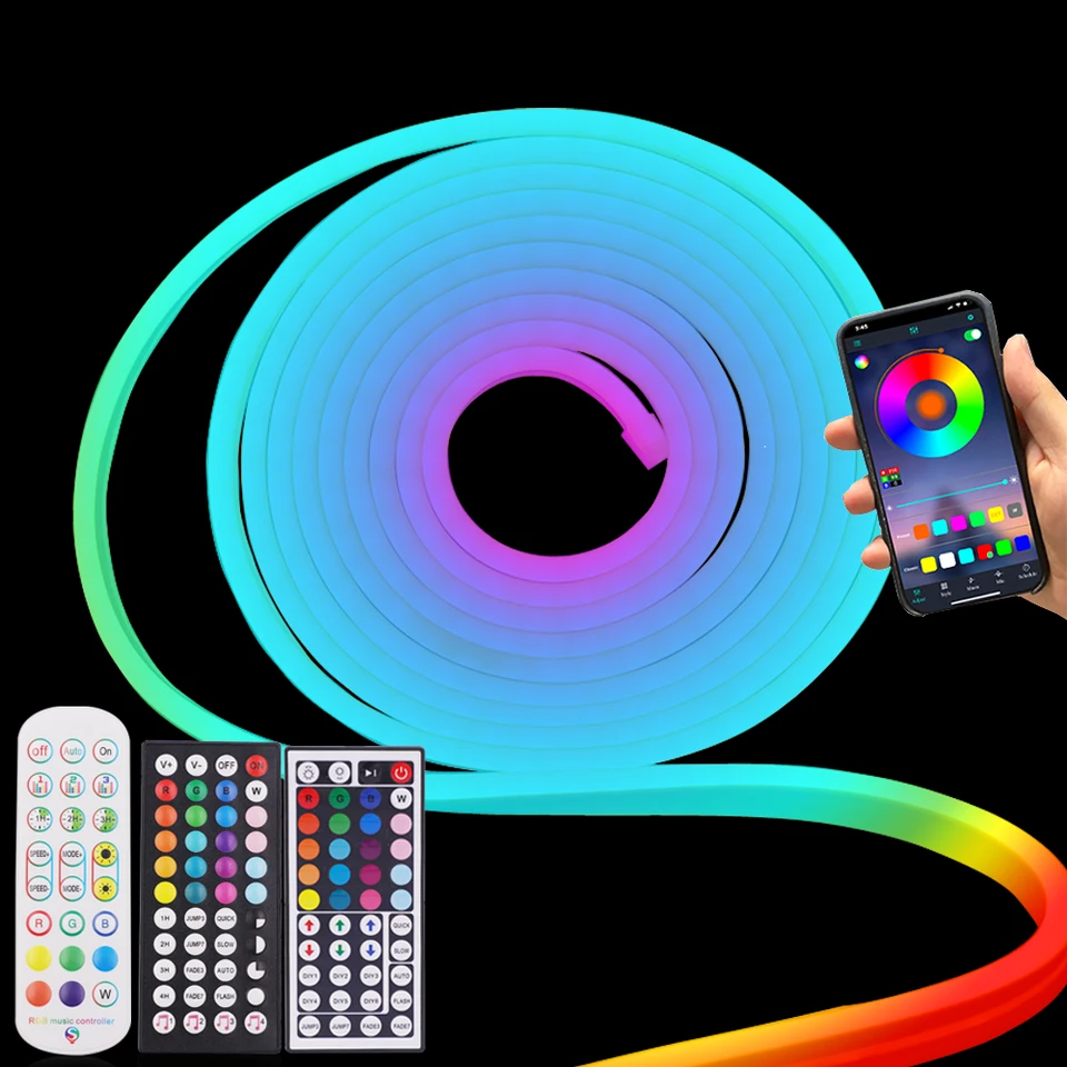 12V RGB LED neónové svetlo 6x12mm Flexibilný pás Nepremokavé silikónové svetlá 3535 96 -LED TUYA WIFI inteligentné diaľkové ovládanie diaľkového ovládača Stlmiteľné dekorácie