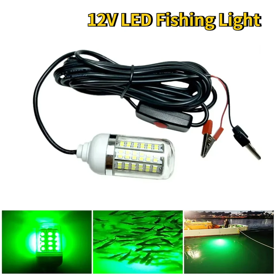 12V rybárske svetlo 100 W 108 LED diódy 2835SMD nočné rybárske svetlo IP68 nepremokavé hlboké priťahuje lampu na nálezbu rýb pod vodou svetla