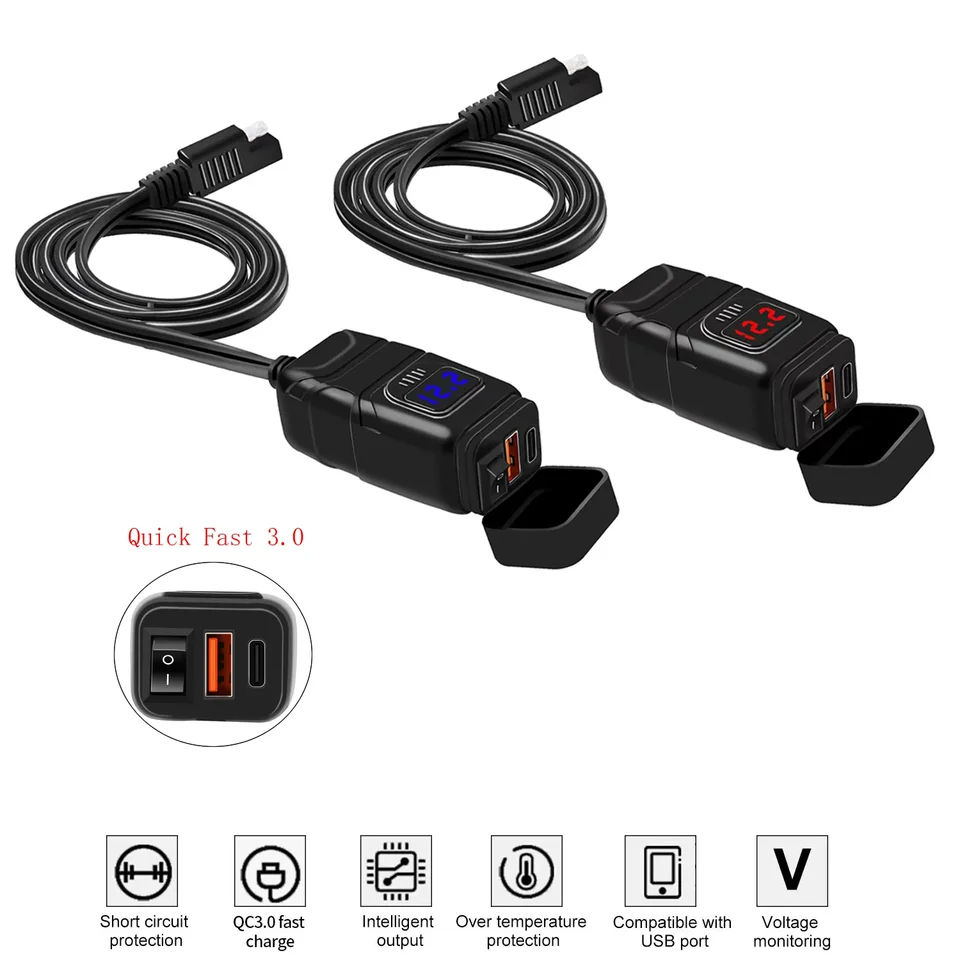 12V rýchle nabíjanie motocyklov USB nabíjačky 3.0 Power adaptér digitálne bicykle motocykle motorové príslušenstvo Elektronika Universal