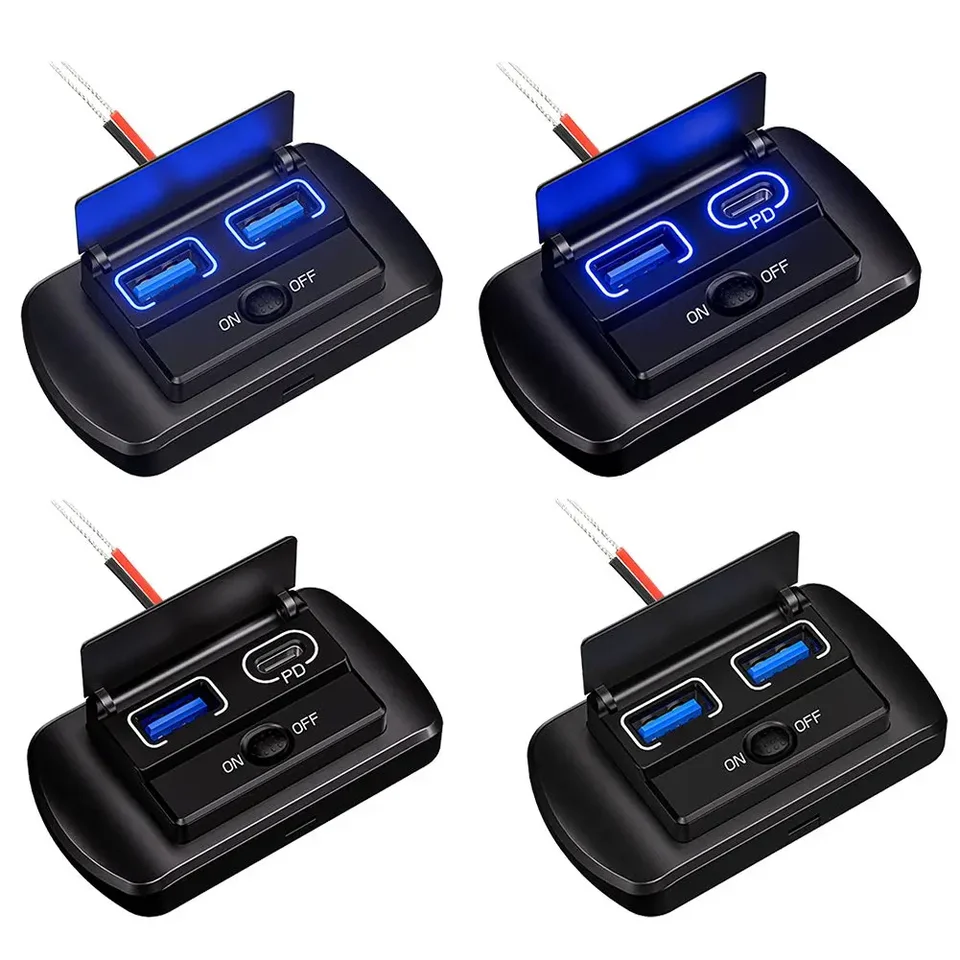 12V USB CAR nabíjanie adaptéra PANEL PANEL DOUPLE Dvojitý port USB CAR Rýchle nabíjanie nadmerne teploty