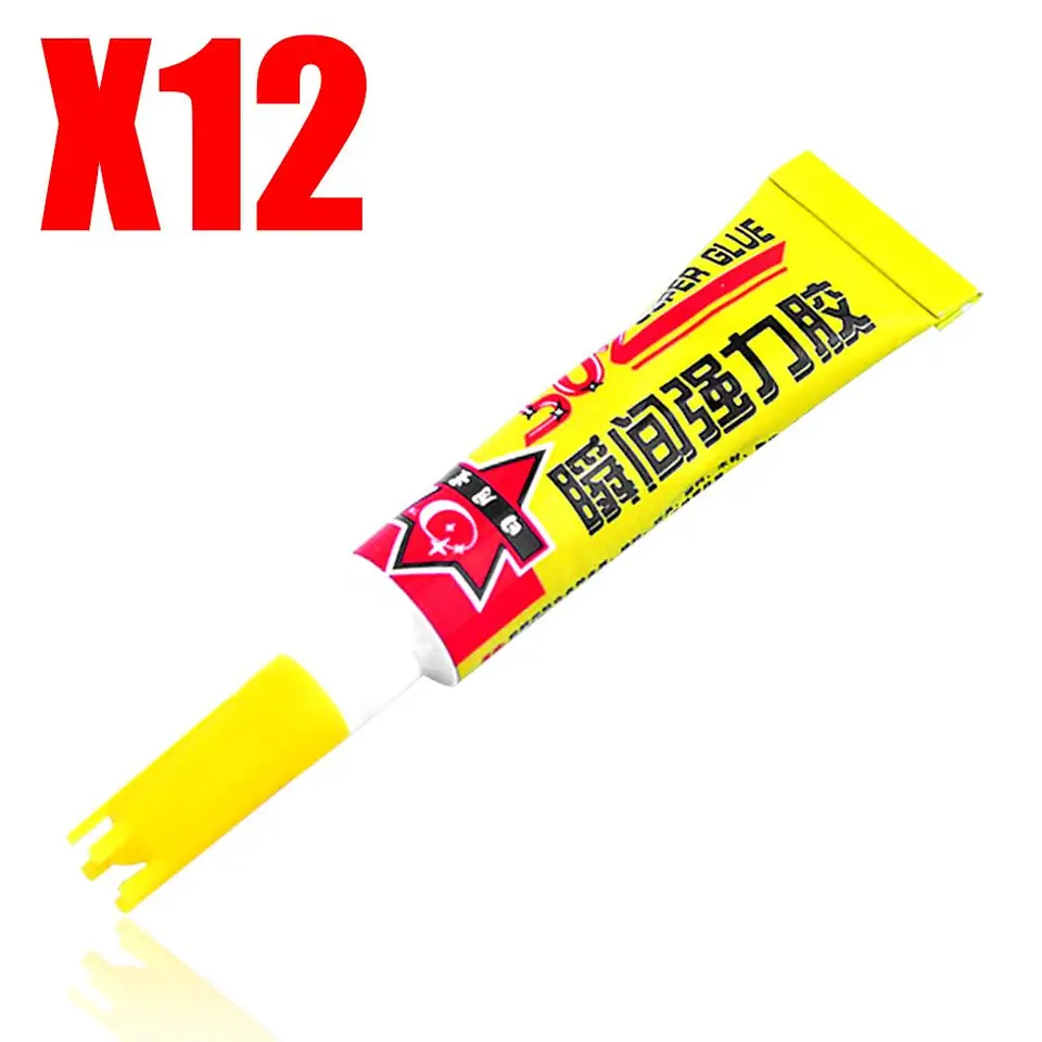 12x 3G 502 kyanoakrylát Instantné lepidlo Super Krazy Glue Strong Bond Rýchle suchý 12ks 502 kyananyakrylát odolné okamžité lepidlo