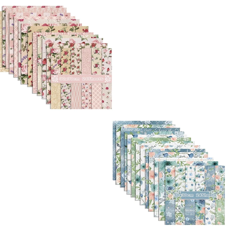 12x12inch obojstranný akvarel kvetinový kartón, 24 listov Spring Rose Scrapbook Paper, pre karty na výrobu domácich majstrov
