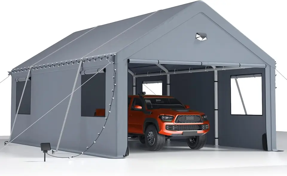 12x20 stôp ťažkopádny Carport Carday, extra veľká prenosná garáž pre stan s okienmi a kryt celej sezóny, odnímateľné odnímateľné