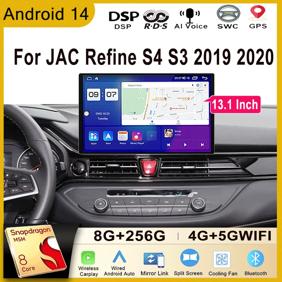 13,1 palca dotyková obrazovka Android 14 pre Jac vylepšuje S4 S3 2019 2020 CAR Radio Multimedia Video Player GPS navigácia 5G WiFi DSP