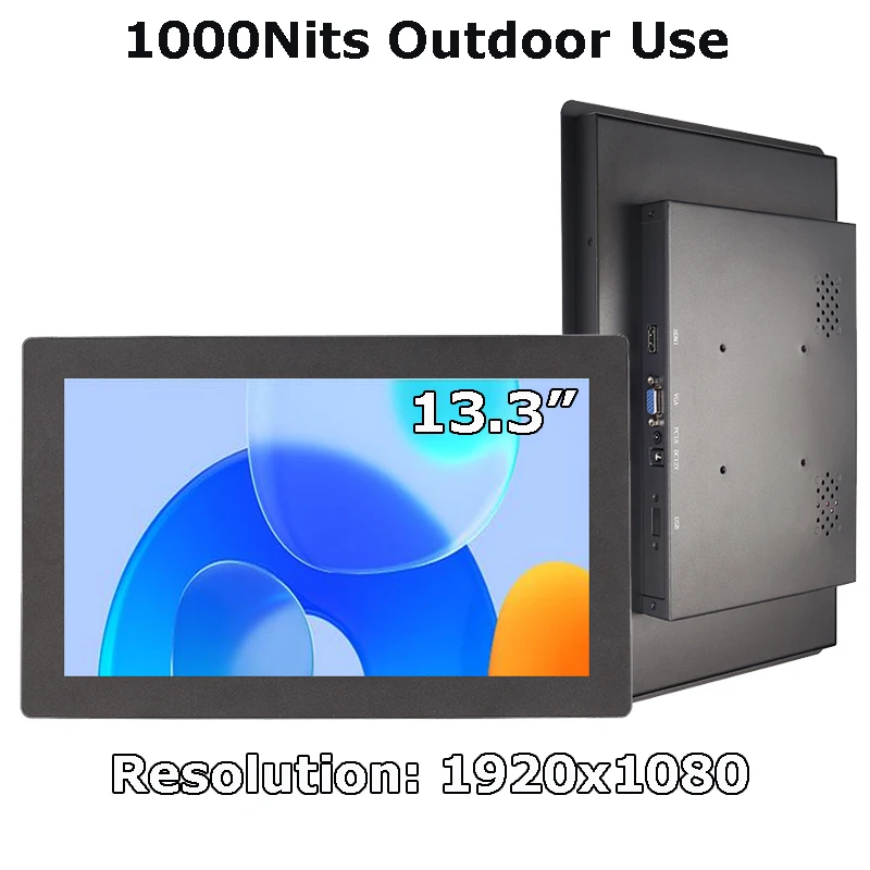 13,3 palca 1000 nits 1920x1080 MONT PANEL EMBEDOVANÝ ROZVOJ/KAPACITÍVNE DOTATNÉ SCRON SILOPLY S VGA HDMI Pre priemyselné použitie