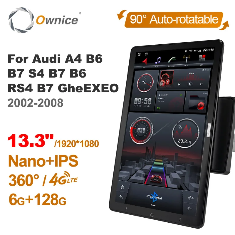 13,3 palca 1Din Android 12.0 CAR RADIO 360 pre Audi A4 B6 B7 S4 B7 B6 RS4 B7 EXEO 2002-2008 AUTO Audio SPDIF 4G LTE NO DVD