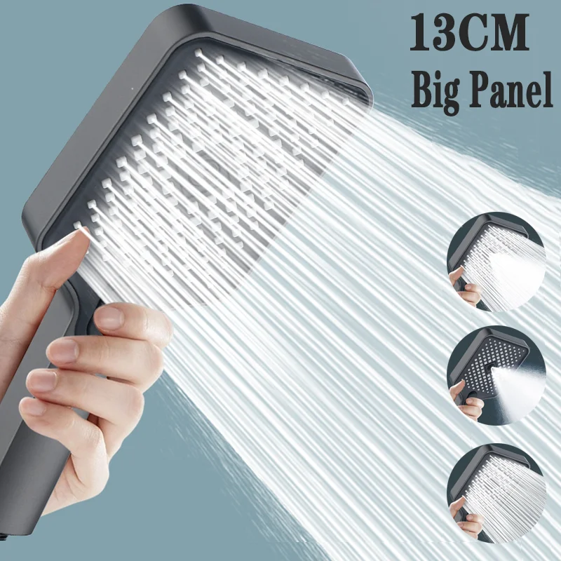 13 cm veľký panel veľký tok Supercharge Sprchova hlava 3 režimy Vysokotlakový rozprašovacia tryska ekologická zrážková sprcha Kúpeľňa Kúpeľňa