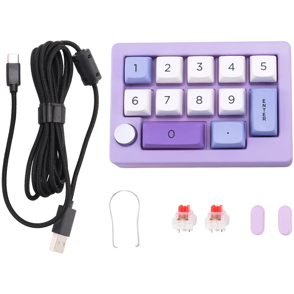 13 Kľúčové makro programovateľné horúce vymeniteľné mechanické spínač 7 Farba RGB Light Gaming Mini Klávesová číselná klávesnica