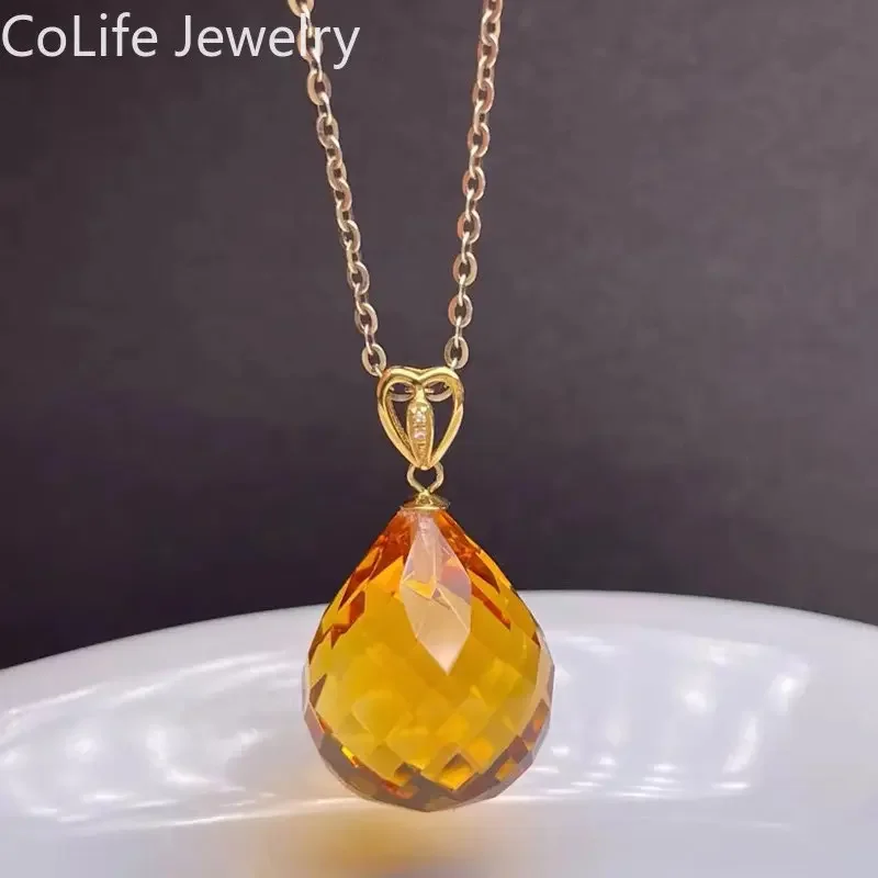 13 mm*16 mm VVS stupňa Citrine Gold Pendant for Party Wholesale Real 18k žlté zlato Citrine Prívesok na svadbu