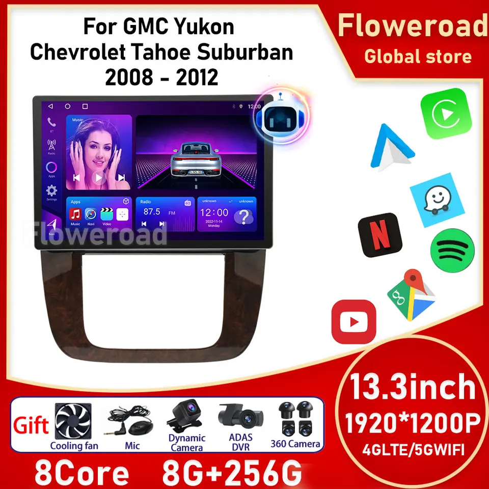 13 palcov pre GMC Yukon Chevrolet Tahoe Suburban 2008 - 2012 Multimediálny hráč Audio GPS navigácia Autoradio CarPlay Android Android