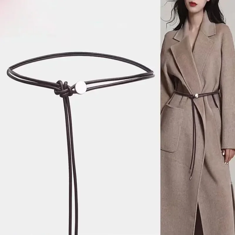 130 cm Nový ženský pásový reťazec tenký pás jednoduchý dekoráciu kravata s šatami s dlhým páovým lanom viazanými vintage šaty šnúr